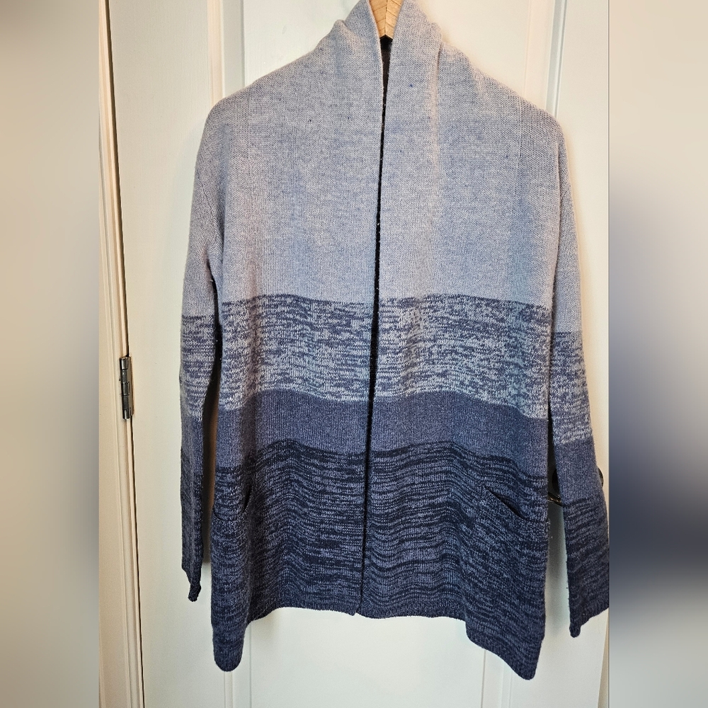 BCBGMaxAzria XXS, Ginata Blue Ombre Wool-Cashmere Blend Cardigan